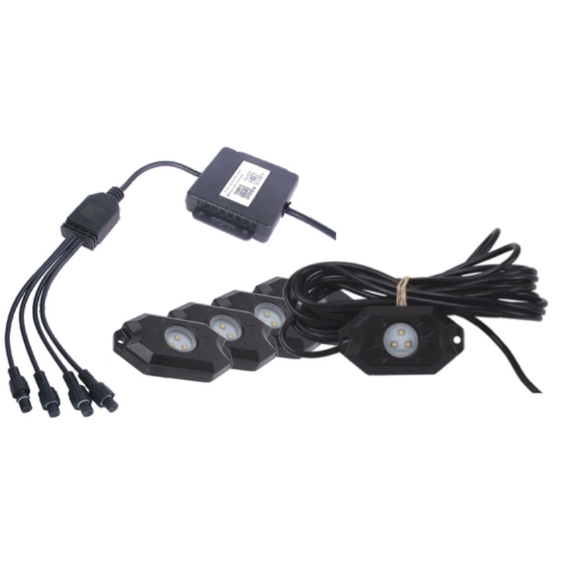 SHARK LED FÉNY, RGB, TÖBB SZÍNŰ, BLUETOOTH VEZÉRLÉS, 4 DB KÉSZLET