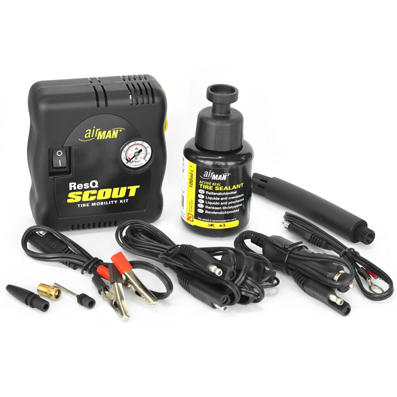 AirMan ResQ Scout abroncsjavító készlet kompresszorral + 100ml utántöltővel