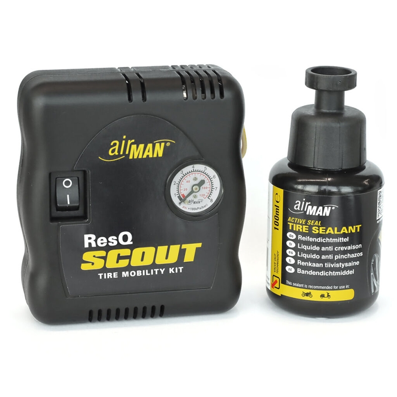 AirMan ResQ Scout abroncsjavító készlet kompresszorral + 100ml utántöltővel