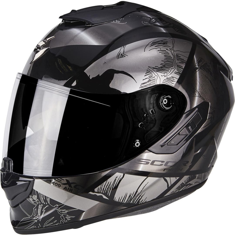 Integrált motoros sisak Scorpion Exo-1400 Air Patch fekete-ezüst akció kiárusítás