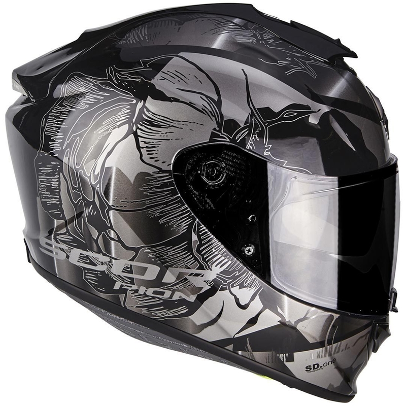 Integrált motoros sisak Scorpion Exo-1400 Air Patch fekete-ezüst akció kiárusítás