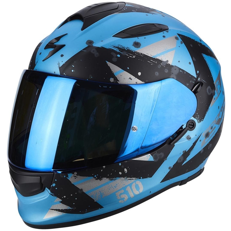 Beépített motoros sisak Scorpion EXO-510 Air Marcus kék matt-fekete