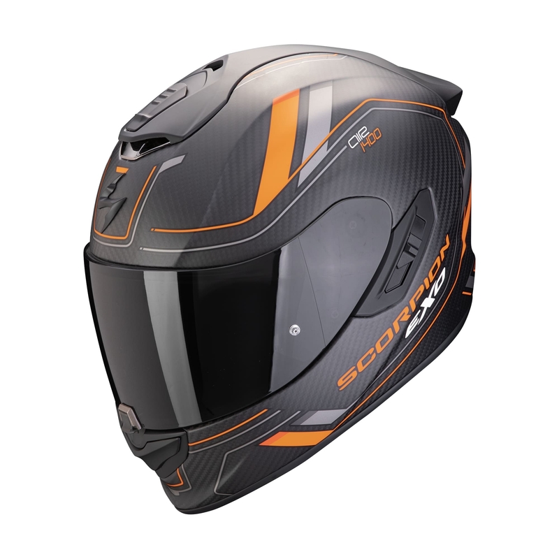 Scorpion EXO-1400 EVO II CARBON AIR MIRAGE zárt bukósisak fekete-narancssárga matt kiárusítás
