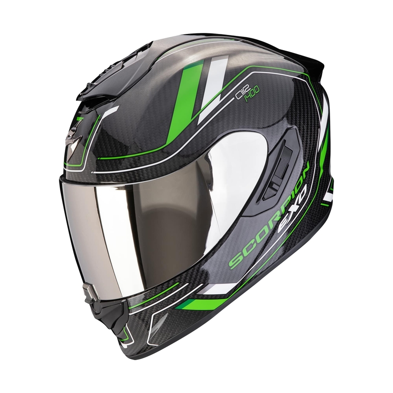 Scorpion EXO-1400 EVO II CARBON AIR MIRAGE zárt bukósisak fekete-zöld matt kiárusítás
