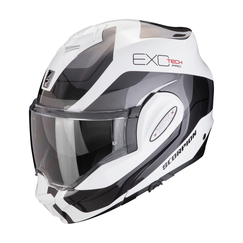 Scorpion EXO-TECH EVO PRO COMMUTA hátrahajtható állú bukósisak fehér-ezüst kiárusítás