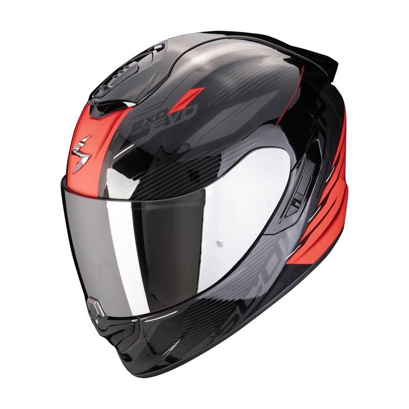 Beépített motoros sisak Scorpion EXO-1400 EVO II AIR LUMA fekete-piros