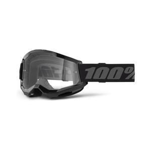 100% STRATA 2 New motocross szemüveg fekete (átlátszó plexi)