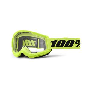 100% STRATA 2 New motocross szemüveg fluo sárga (átlátszó plexi)
