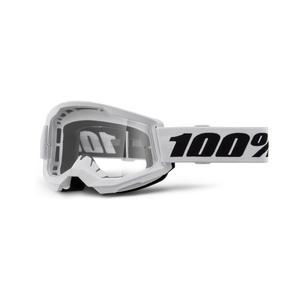 100% STRATA 2 New motocross szemüveg fehér (átlátszó plexi)