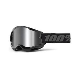 100% STRATA 2 New motokrossz szemüveg fekete (ezüst plexi)