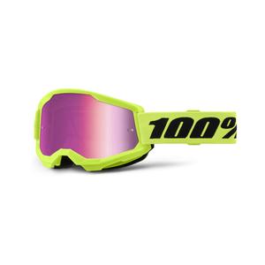 Motokrossz szemüveg 100% STRATA 2 új fluo sárga (rózsaszín plexi)