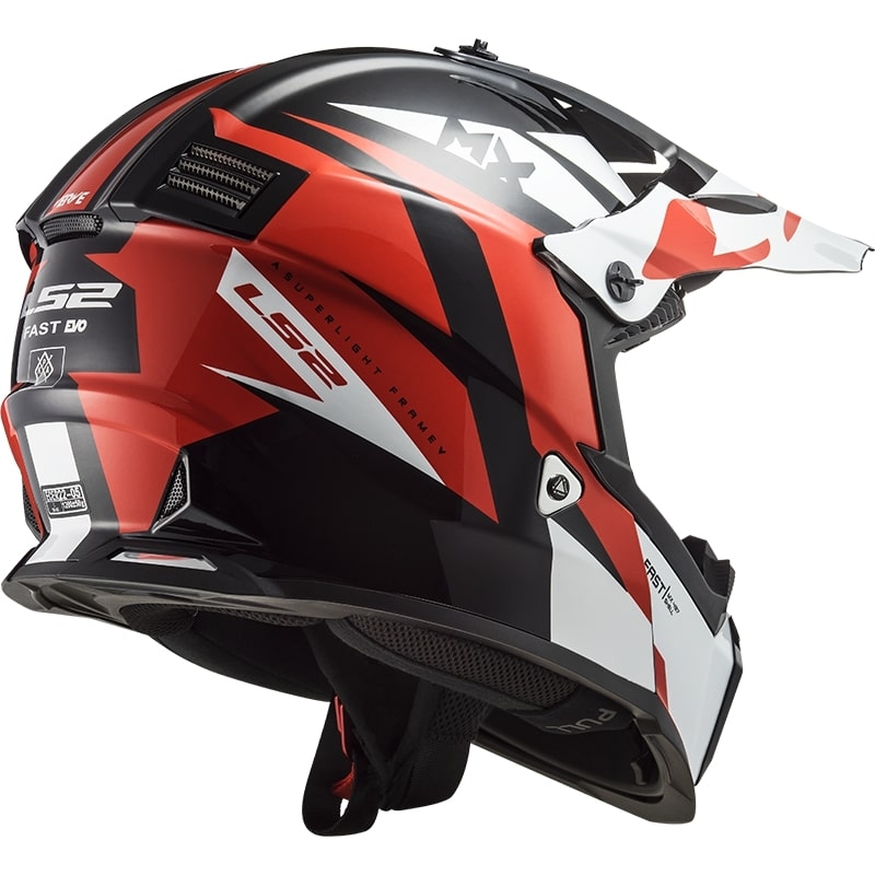 LS2 MX437 FAST EVO MINI STRIKE gyerek motokrossz bukósisak fekete-fehér-piros