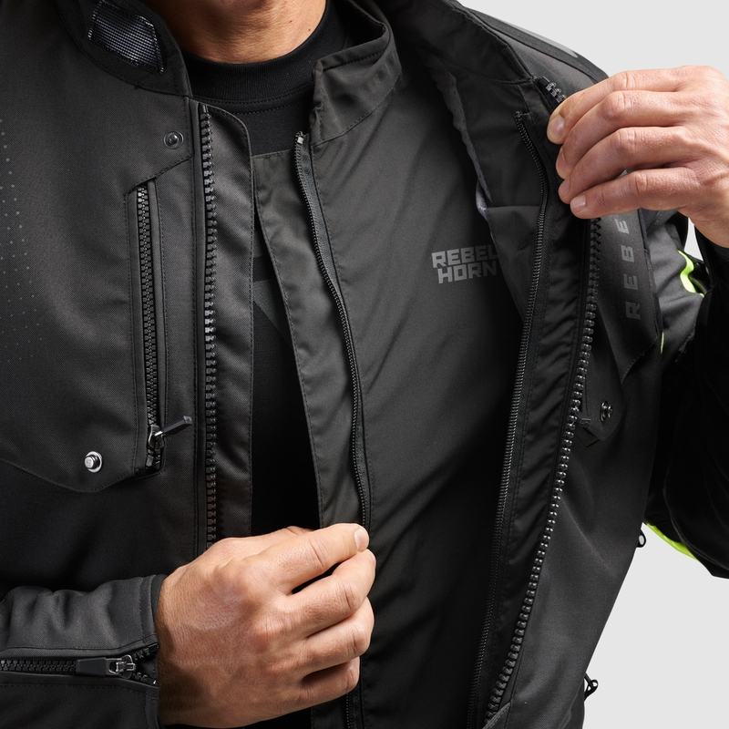 Rebelhorn Hiker IV motoros kabát fekete-antracit-fluo sárga