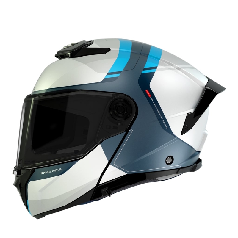 MT ATOM 2 SV EMALLA C17 felnyitható motoros bukósisak  fehér-kék-türkiz matt