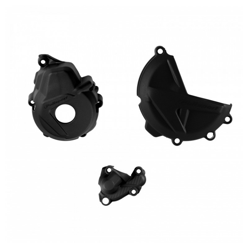 Clutch and ignition cover protector kit POLISPORT fekete részére GAS GAS EC 350 F 2021-2023
