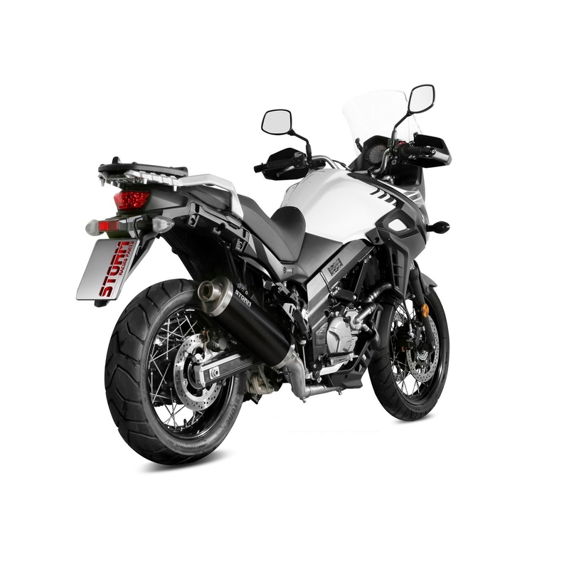 Kipufogóvég STORM OVAL Acélos fekete részére SUZUKI DL 650 V-STROM 2017-2024