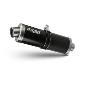 Teljes kipufogó rendszer 2x1 STORM OVAL Y.044.LX1B Acélos fekete