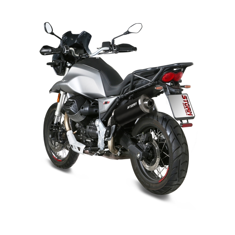 Kipufogóvég STORM OVAL Black Stainless Steel részére MOTO GUZZI V 85 TT 850 / Travel 2019-2024