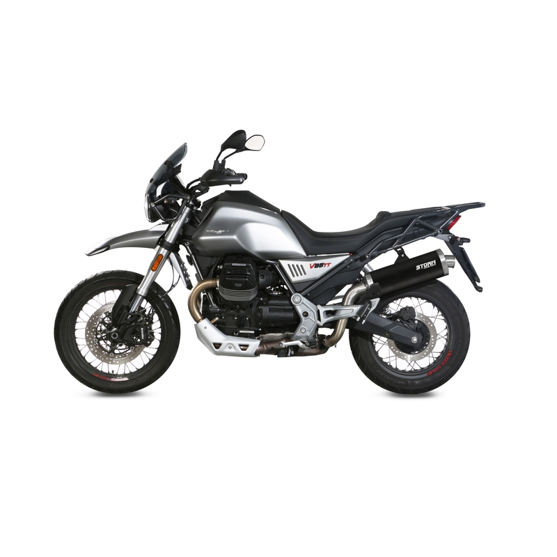 Kipufogóvég STORM OVAL Black Stainless Steel részére MOTO GUZZI V 85 TT 850 / Travel 2019-2024