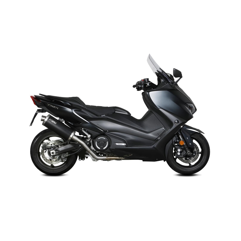 Teljes kipufogó rendszer 2x1 STORM OVAL Acélos fekete részére YAMAHA XP 560 T-MAX 2020-2021