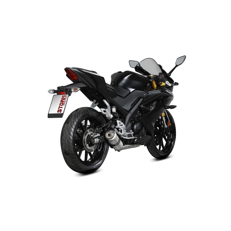Teljes kipufogó rendszer 1x1 STORM GP rozsdamentes részére YAMAHA YZF-R 125 2019-2024, YAMAHA MT 125 2020-2024