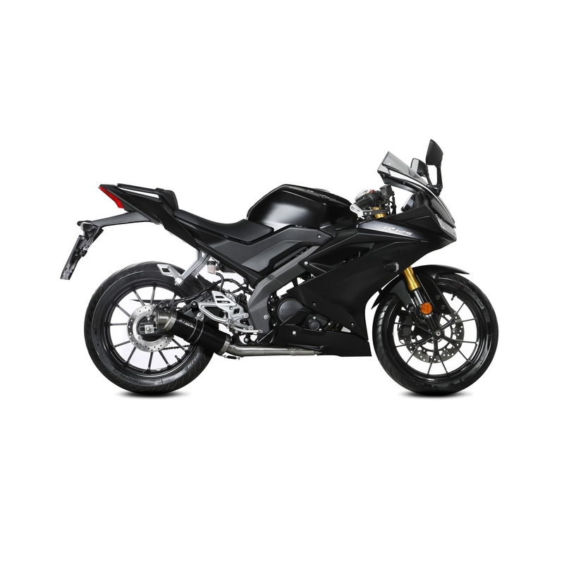 Teljes kipufogó rendszer 1x1 STORM GP fekete részére YAMAHA YZF-R 125 2019-2024, YAMAHA MT 125 2020-2026