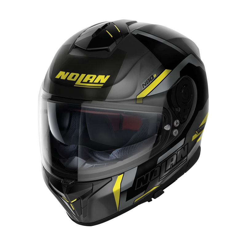Beépített motoros sisak Nolan N80-8 Wanted N-com fekete-fluo sárga