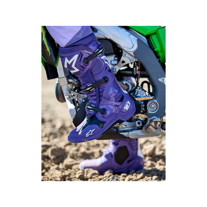 Alpinestars Tech 10 motoros csizma lila-fekete-fehér