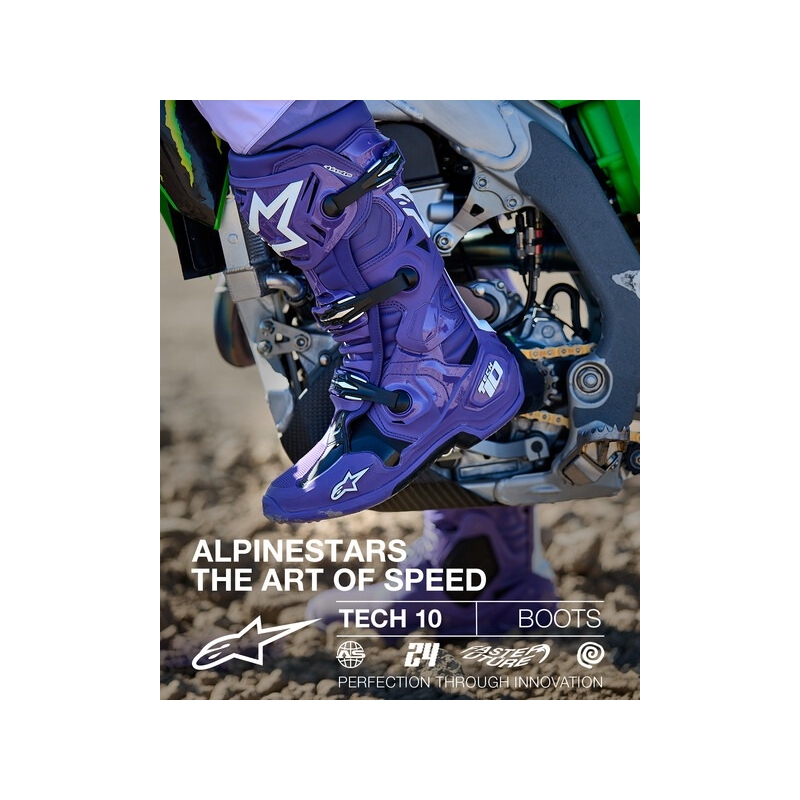 Alpinestars Tech 10 motoros csizma lila-fekete-fehér