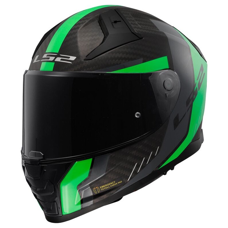 LS2 FF811 Vector II Vector II Carbon Gridintegrált bukósisak matt fekete-fluo zöld