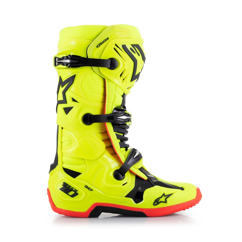 Alpinestars Tech 10 motoros csizma sárga fluo-fekete-piros fluo