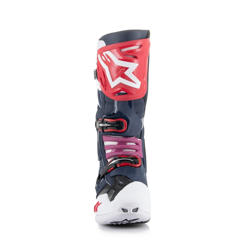 Alpinestars Tech 10 Superventilated perforált motoros csizma sötétkék-fehér-piros-lila