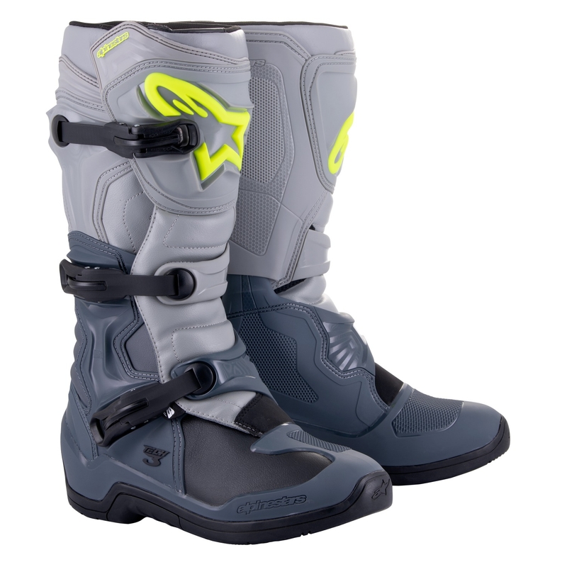 Alpinestars Tech 3 motoros csizma világos szürke-fekete-fluo sárga