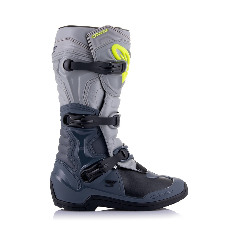 Alpinestars Tech 3 motoros csizma világos szürke-fekete-fluo sárga