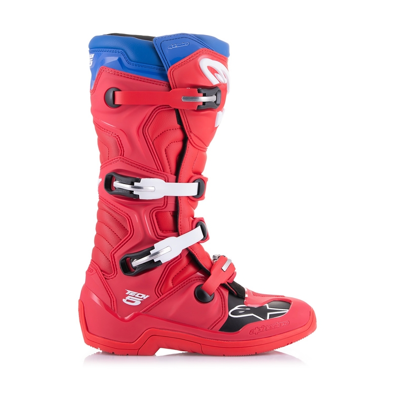 Alpinestars Tech 5 motoros csizma piros-kék-fehér-fekete