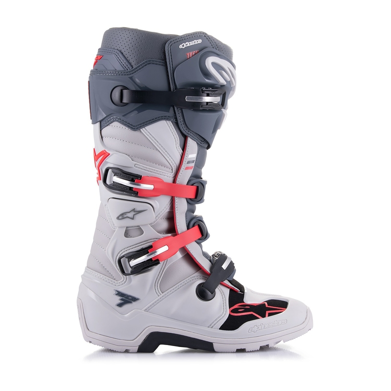 Alpinestars Tech 7 Enduro 2024 motoros csizma szürke-fluo piros-fekete