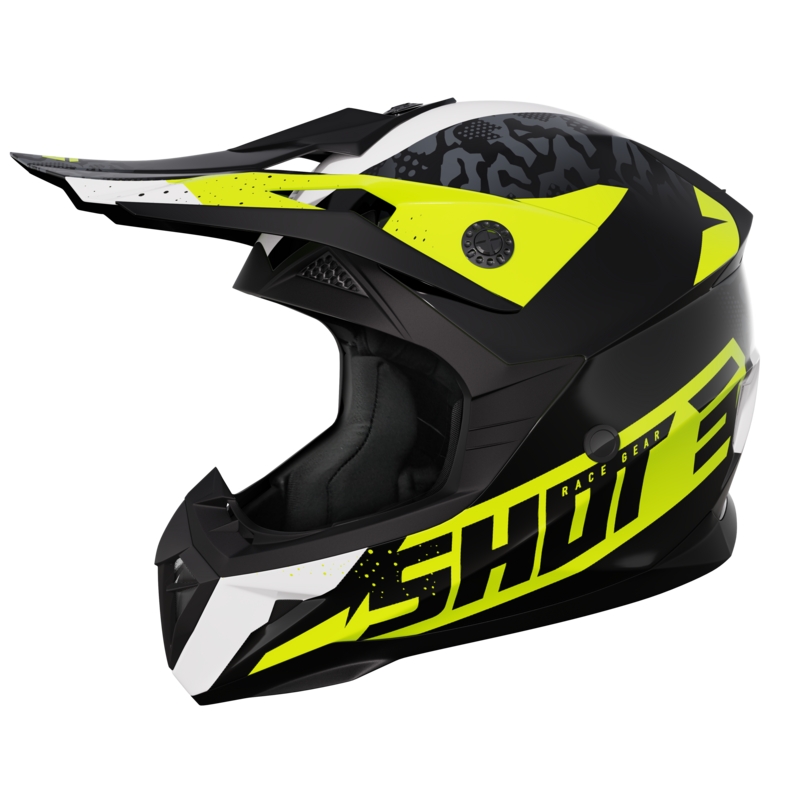 Shot Pulse Airfit motokrossz bukósisak fekete-fehér-fluo sárga kiárusítás