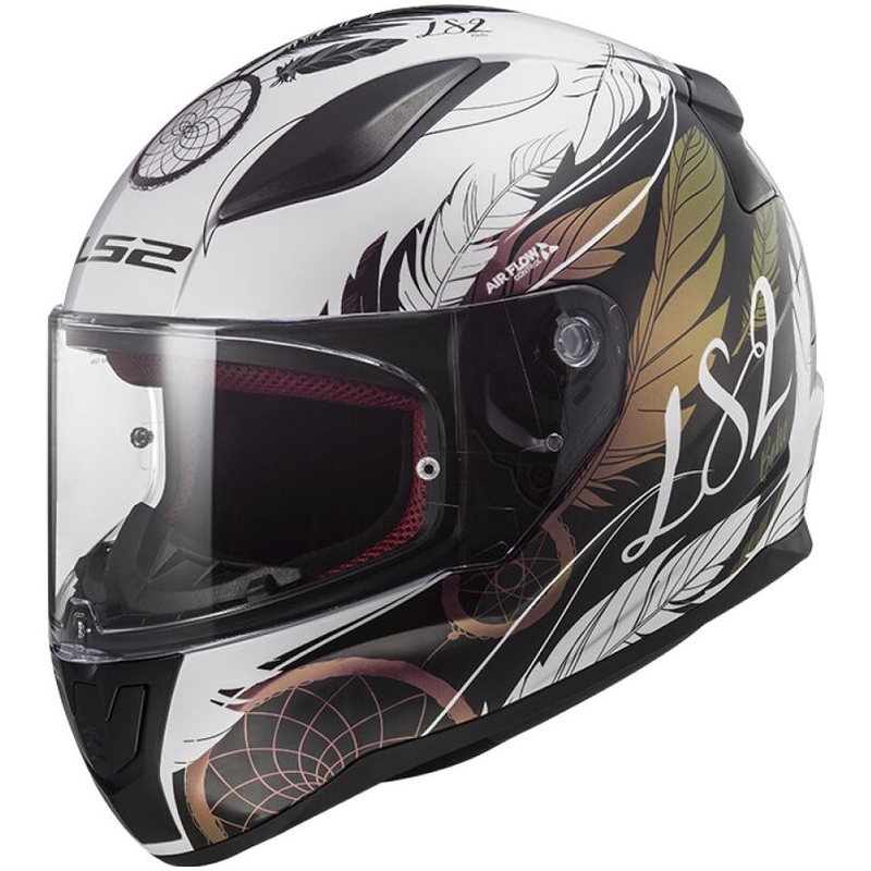 LS2 FF353 RAPID II Boho zárt motoros bukósisak fehér-fekete-rózsaszín fényes