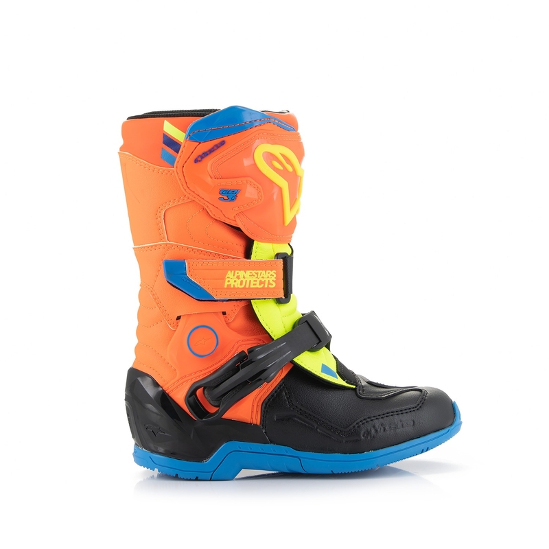 Alpinestars Tech 3S Kids gyerek motoros csizma fluo narancssárga-kék-fluo sárga-fekete