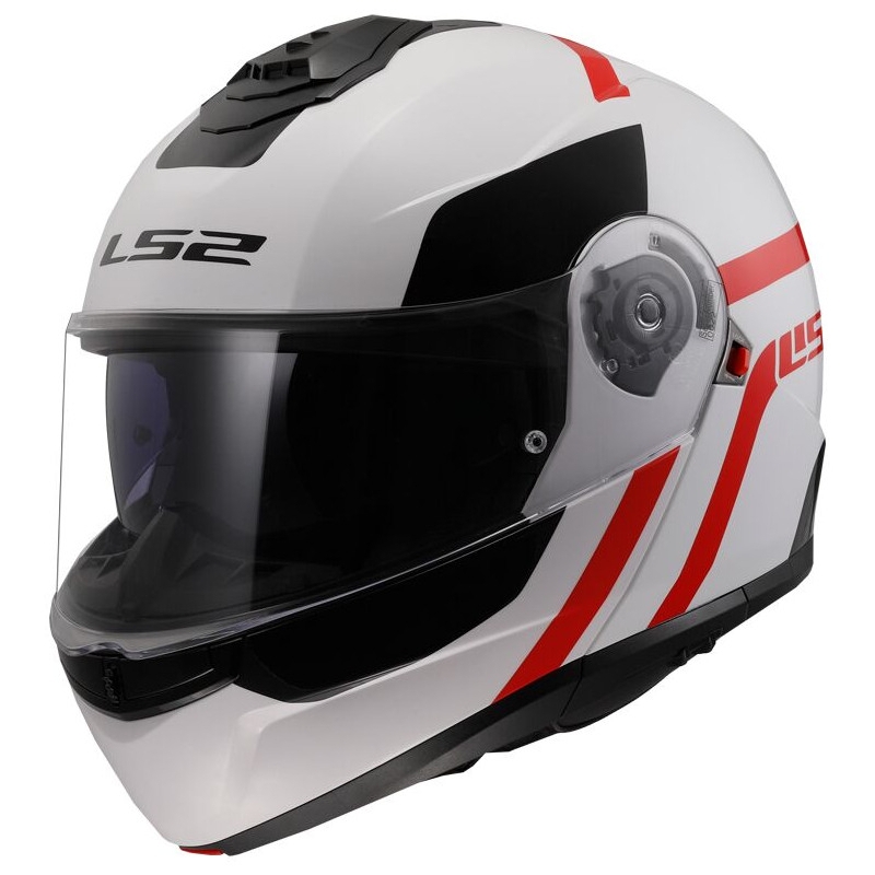 LS2 FF908 Strobe II Autox felnyitható bukósisak fehér-piros