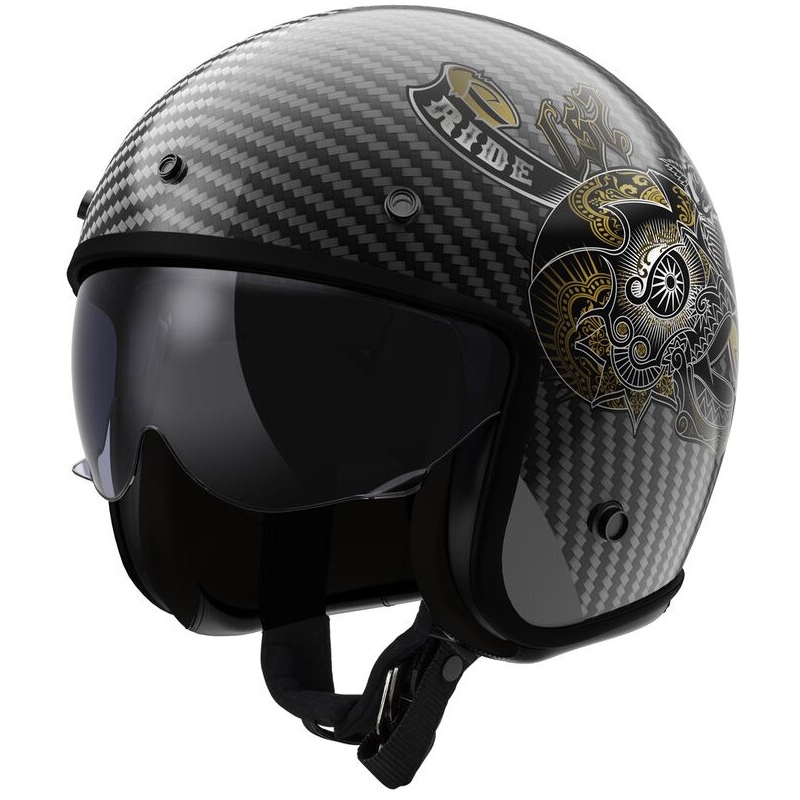 LS2 OF601 Bob II Carbon Customnyitott motoros bukósisak fekete fényes