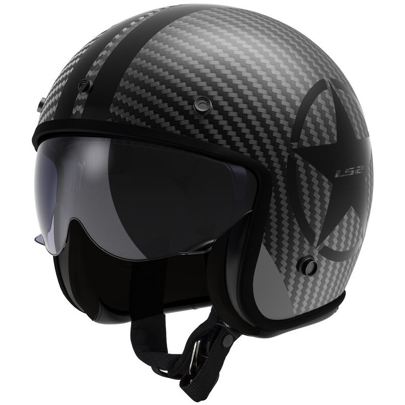 LS2 OF601 Bob II Carbon Star nyitott motoros bukósisak fekete matt