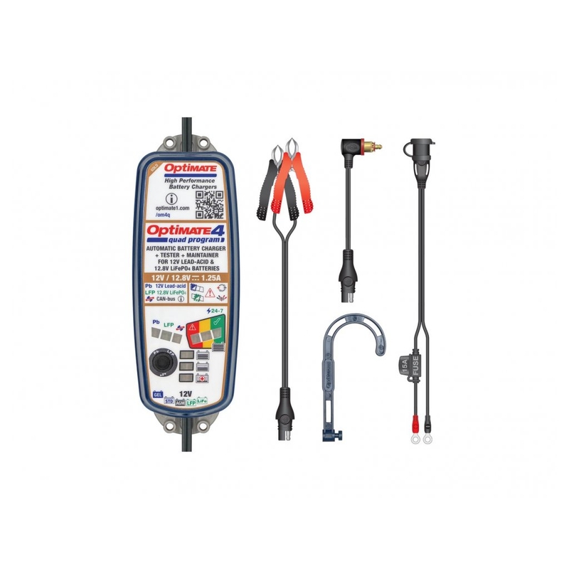 TecMate- Optimate 4 QUAD PROGRAM CAN-BUS PREMIUM akkumulátor töltő 12V/12.8-1.25A