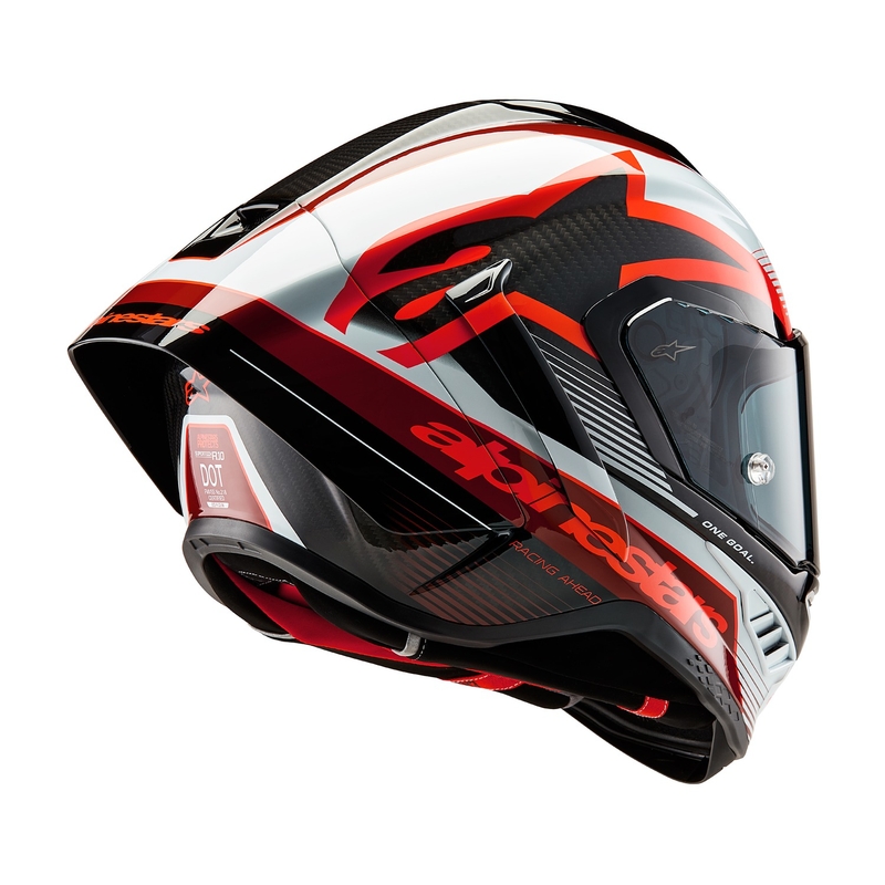 Alpinestars Supertech R-10 Team carbon zárt bukósisak piros-fehér