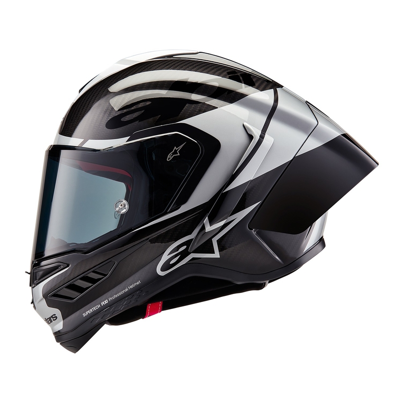 Alpinestars Supertech R-10 Element karbon teljes arcvédős bukósisak ezüst-fekete