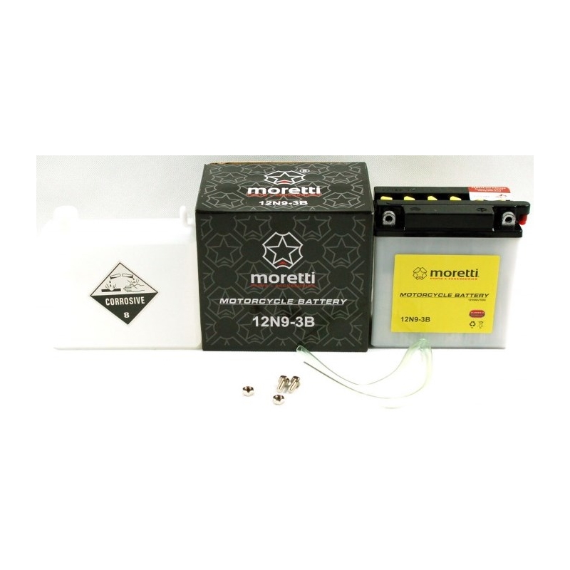 Hagyományos motorkerékpár akkumulátor Moretti 12N9-3B, 12V 9Ah