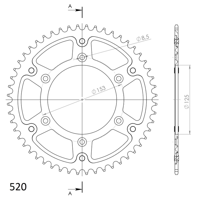 Rear sprocket SUPERSPROX STEALTH arany 50 fogak,520