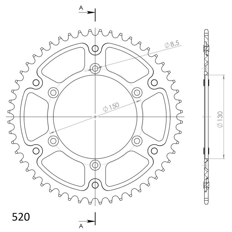 Rear sprocket SUPERSPROX STEALTH arany 51 fogak,520