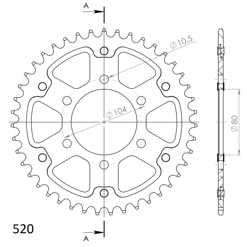 Rear sprocket SUPERSPROX STEALTH arany 43 fogak,520