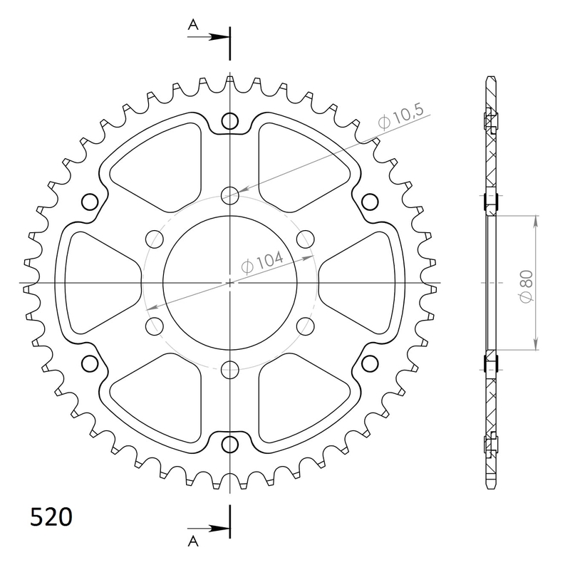 Rear sprocket SUPERSPROX STEALTH arany 46 fogak,520